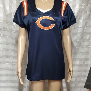 NFL Women's Navy, Orange & White V-neck Bears Jersey Look Shirt.   Size L.